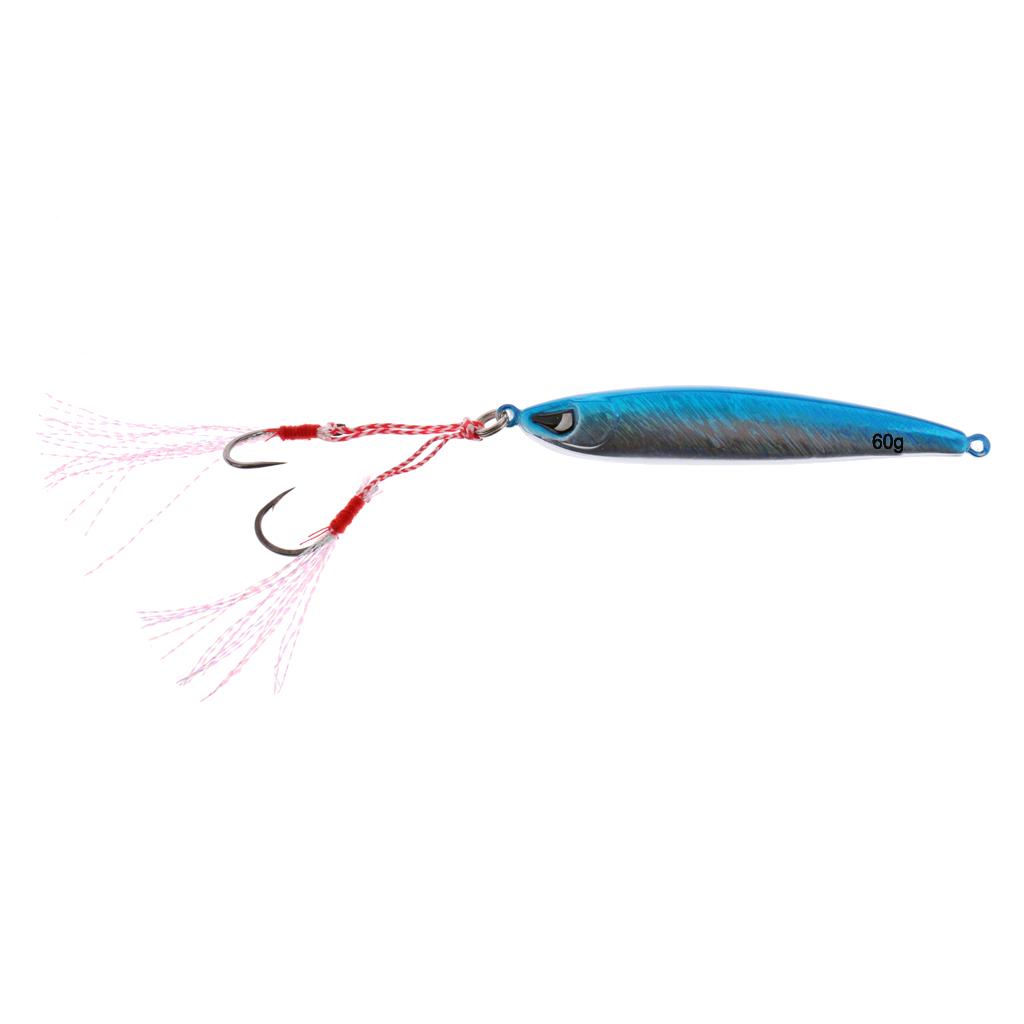 Fishing Lure Lead Fish Metal Jigging Wobbler Crankbaits Bass Baits 60g Blue