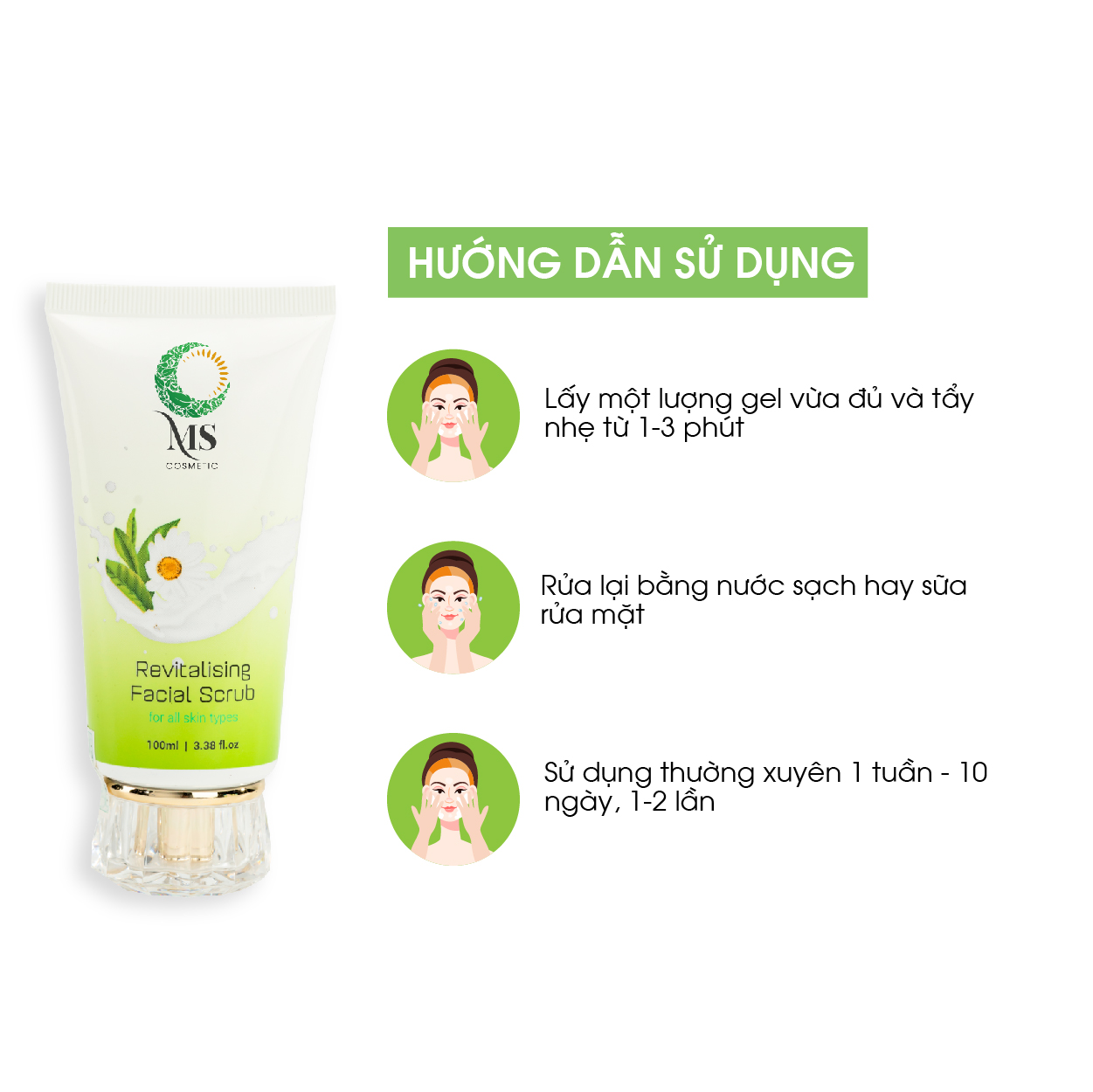 [MUA 2 TẶNG 1] Mua 2 Gel Tẩy Tế Bào Chết MS Revitalising Facial Scrub (100ml) Ngừa Mụn Làm Sáng Da, Dành Cho Da Nhạy Cảm + TẶNG KÈM 1 Tẩy Tế Bào Chết MS (100ml) - MỸ PHẨM MS COSMETIC