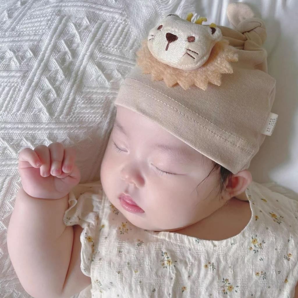 Mũ cotton thắt nút hình sư tử, hình hổ đáng yêu cho bé sơ sinh 5-9kg Mimo baby MD27