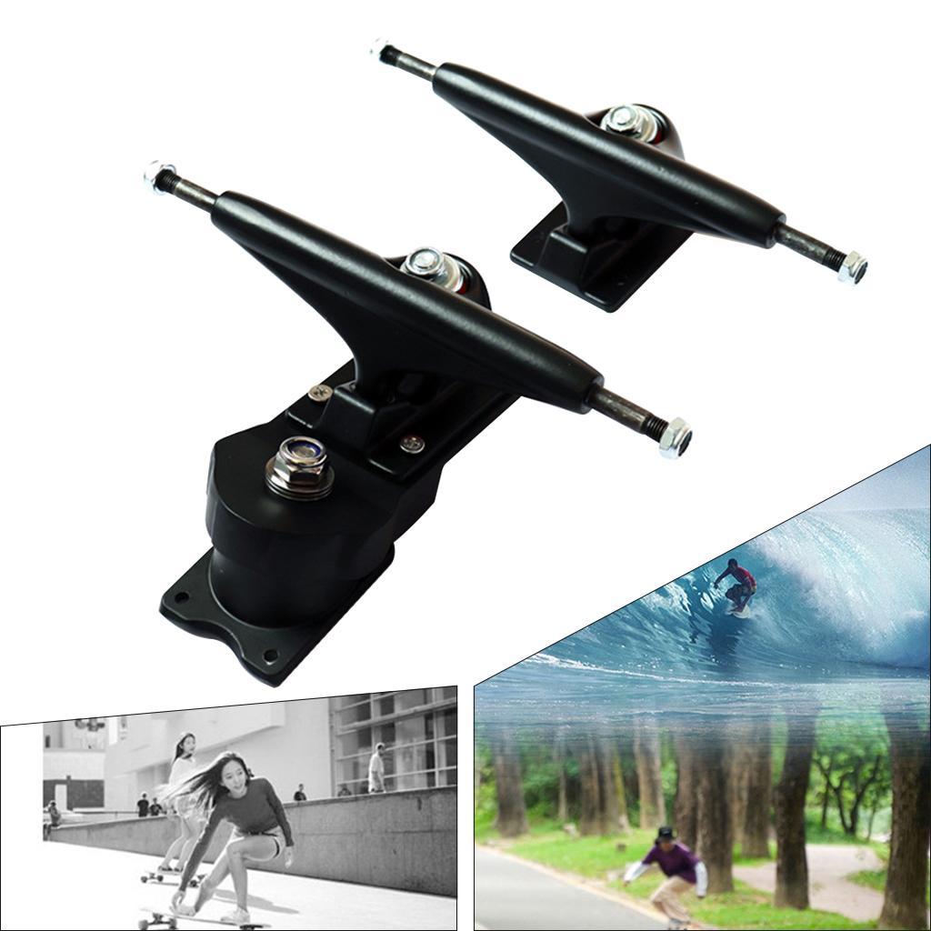 1 Pair Skateboard Trucks 6.25 inch Black/Silver Bushings Mounting Hardware for Longboard Decks Cruise