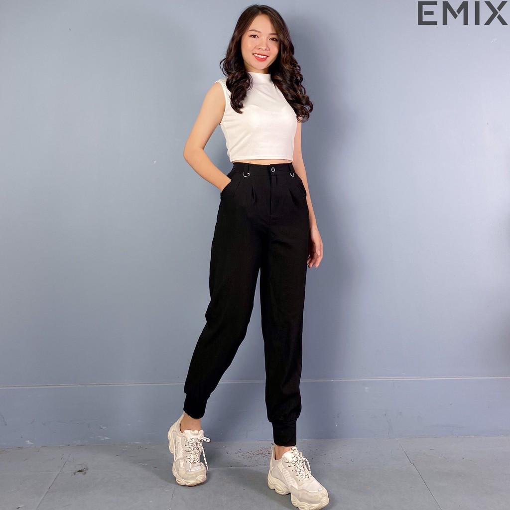 Quần jogger bo gấu chất đũi