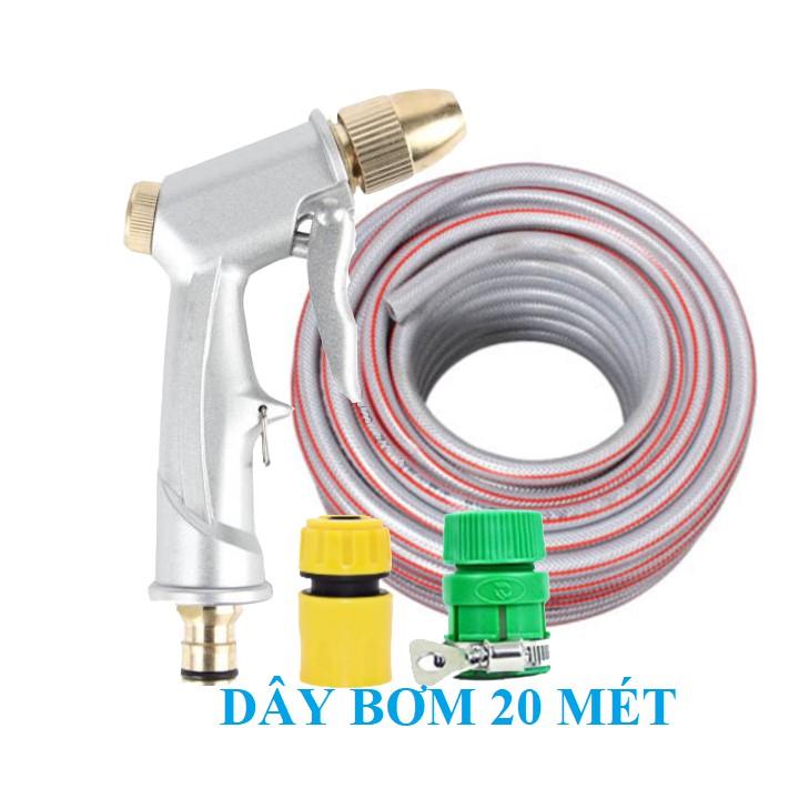️ Bộ dây vòi xịt nước rửa xe, tưới cây . tăng áp 3 lần, loại 20m 206622-5 cút sập, nối vàng