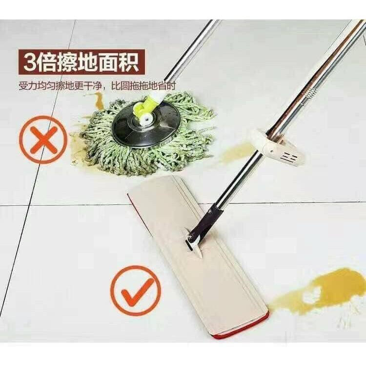 Cây lau nhà tự vắt phẳng thông minh Spin Mop xoay 360 độ - Tặng 1 bông lau