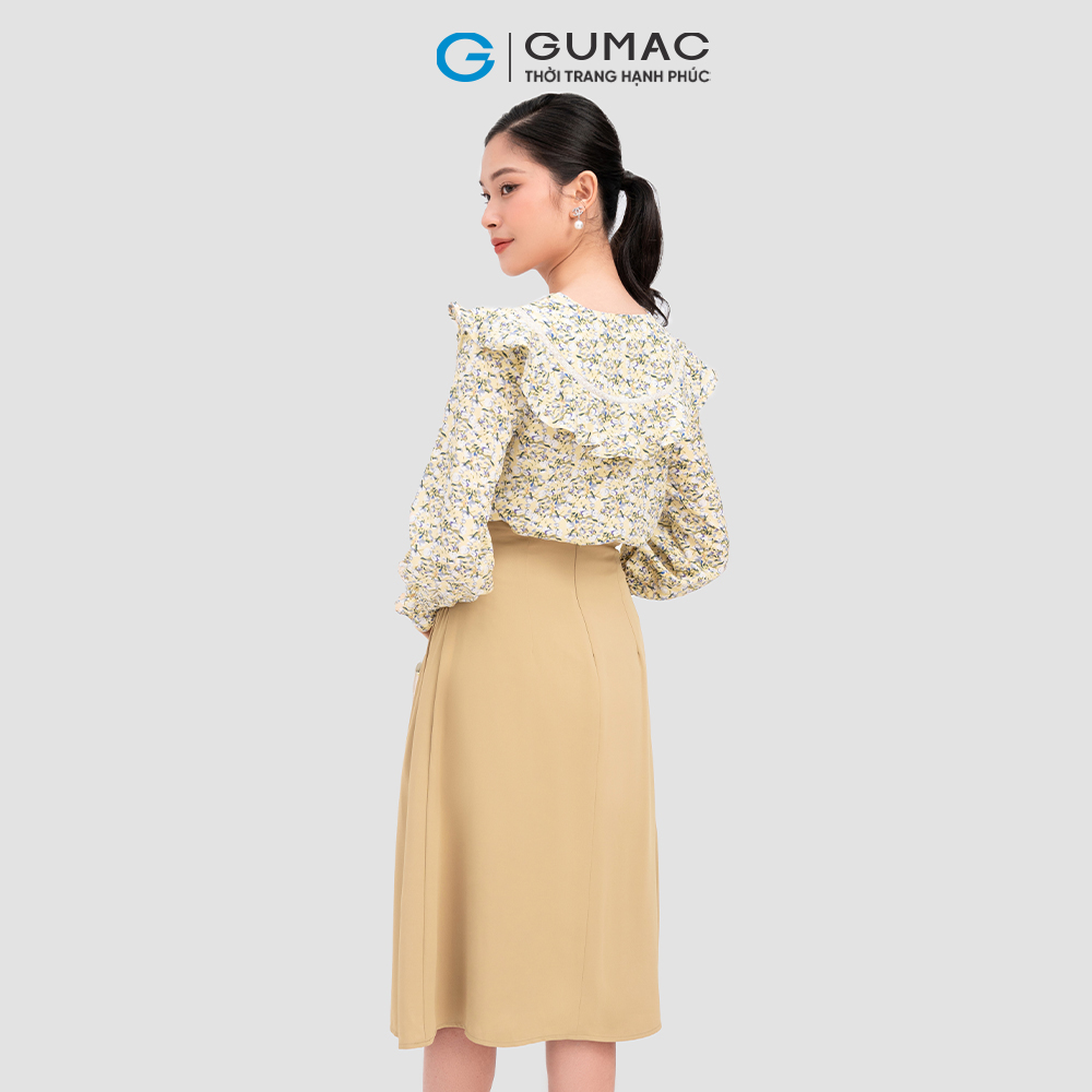 Áo kiểu nữ GUMAC AC11086 cổ bèo họa tiết hoa nhí nữ tính