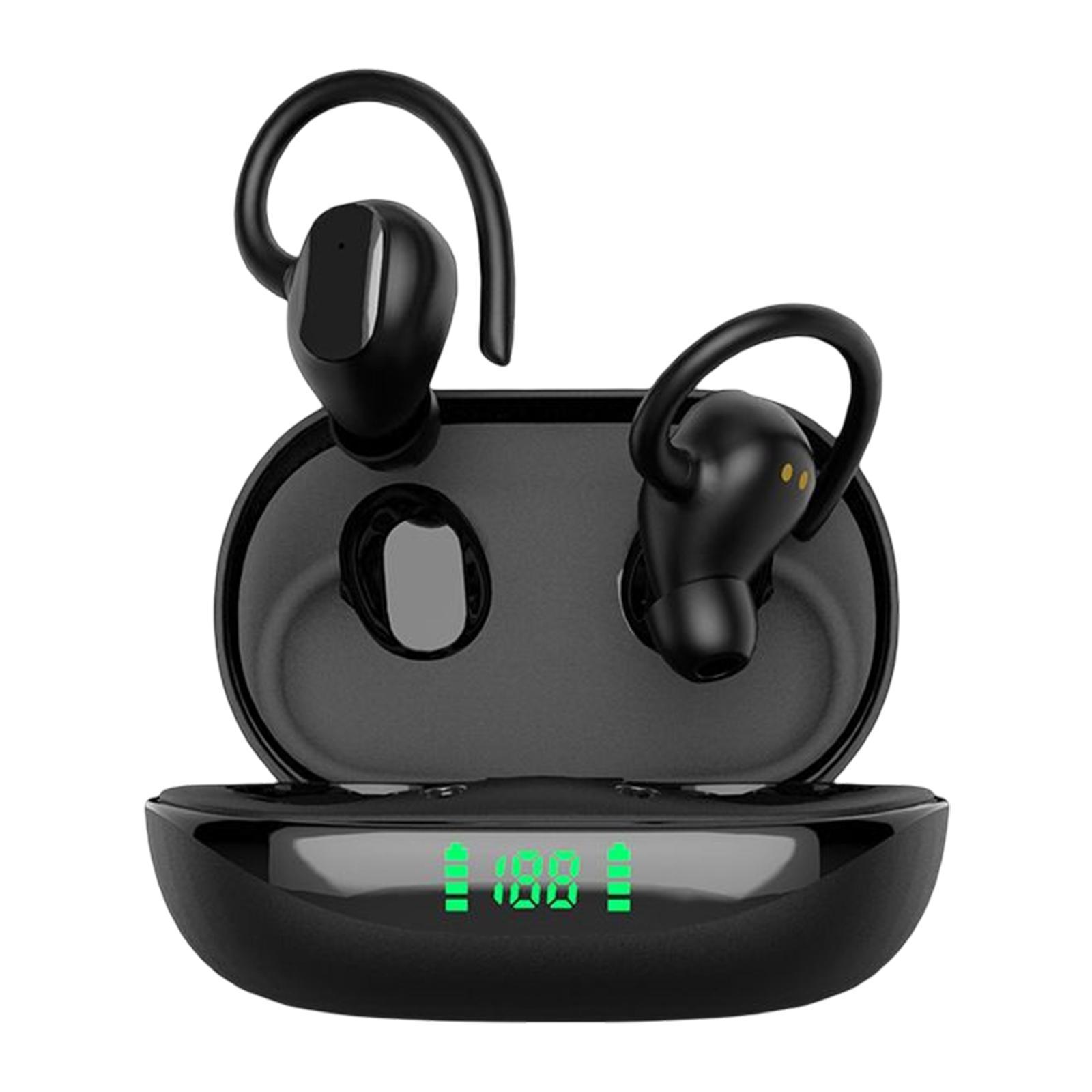 Waterproof Wireless Earphones Headphones with Earhooks Digital Display Music