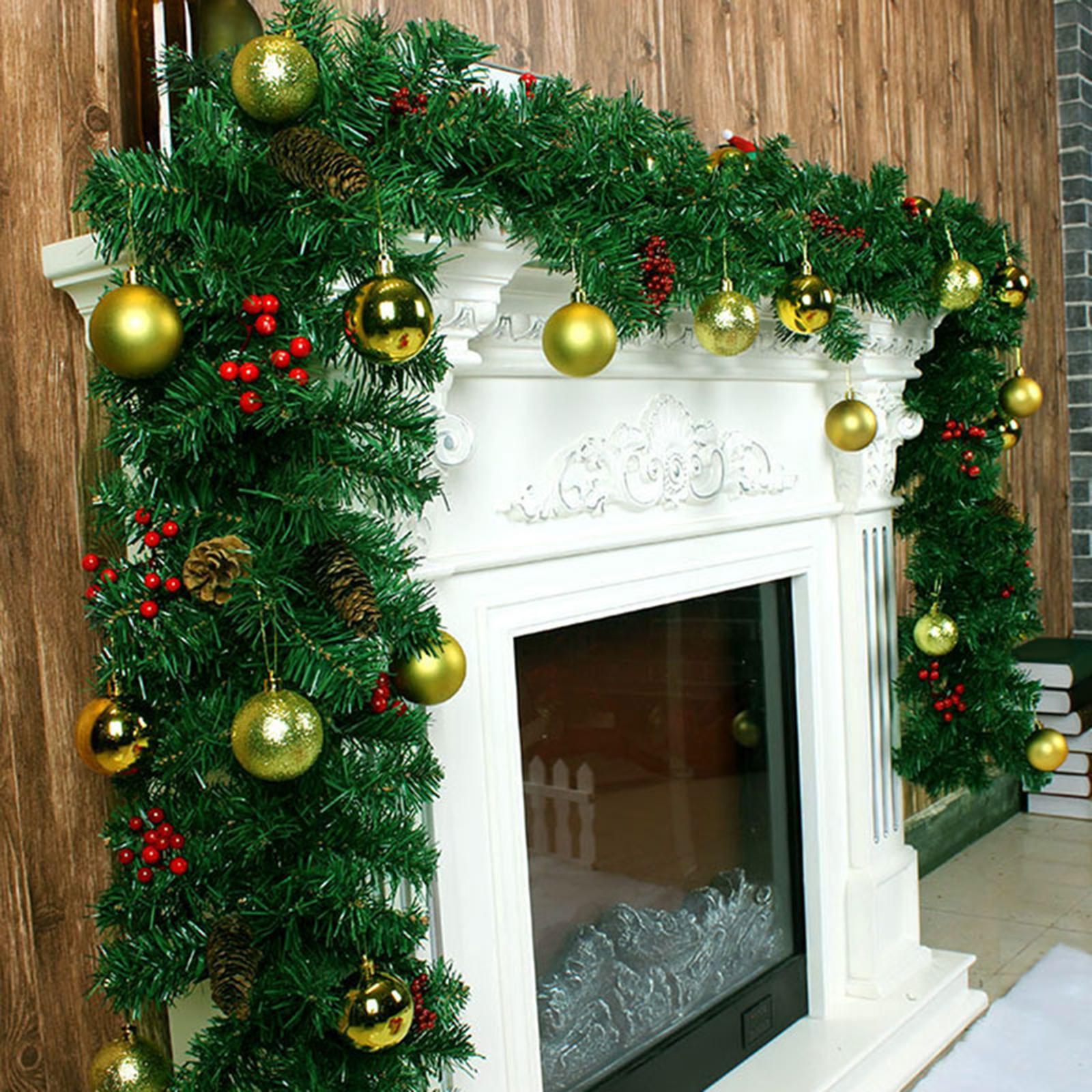 Christmas Garland Christmas Wreath Housewarming with Ball Ornaments Greenery Xmas Garland Holiday Garland for Balcony Outdoor