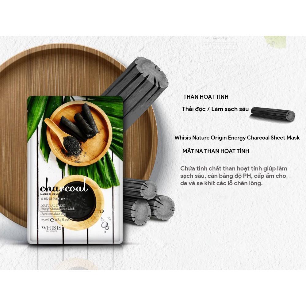 Combo 10 Mặt nạ than hoạt tính Whisis Nature Origin Energy Charcoal Sheet Mask