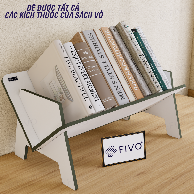 Kệ Sách Gỗ Để Bàn Làm Việc FB29 FIVO, Lắp Ráp Dễ Dàng Không Cần Phụ Kiện, Thiết Kế Hình Chữ V Tiết Kiệm Không Gian