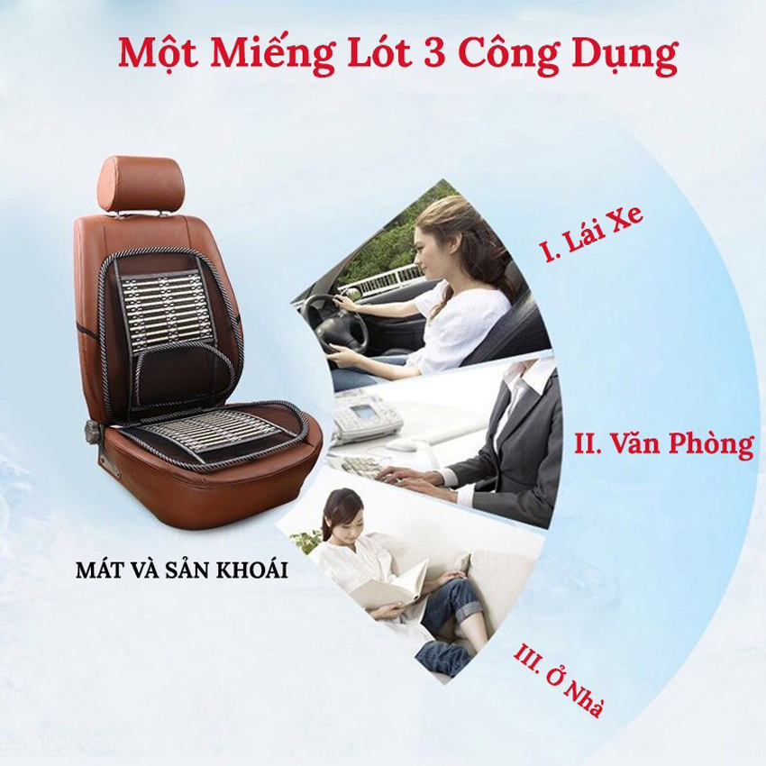 Hình ảnh Miếng Lót Ghế Chống Nóng Lưng, Đệm Lót Ghế Xe Hơi, Ôtô, 2 Mặt Lưới Trúc Massage Lưng, Chống Mỏi, Chống Nóng Hiệu Quả