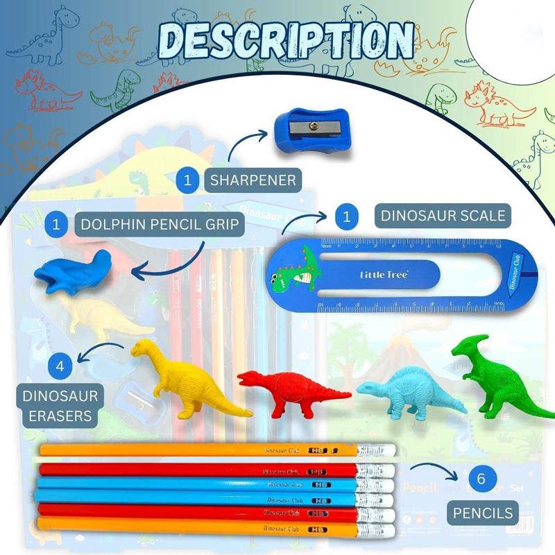 Bộ Dụng Cụ Học Tập Khủng Long Dinosaur Club - Little Tree GP8012-E (13 Chi Tiết)