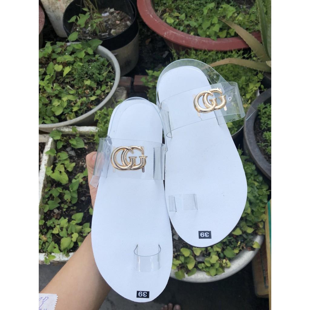 sandal đồng nai dép quai hậu nữ ( đế trắng quai trong suốt ) size từ 34 nữ đến 42 nữ