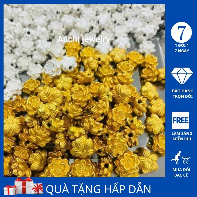 Charm hoa sen bạc trắng xi kim mix vòng tay, ANCHI5055