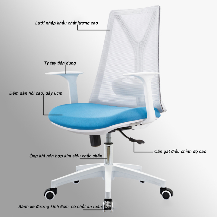 Ghế làm việc tựa lưng lưới, ghế văn phòng, ghế tựa lưng, ghế GHP059