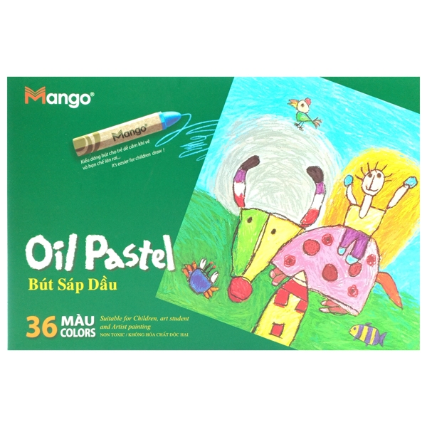 Bút Sáp Dầu 36 Màu Lục Giác Mango BSD36ML-2 - Hình Em Bé + Con Trâu