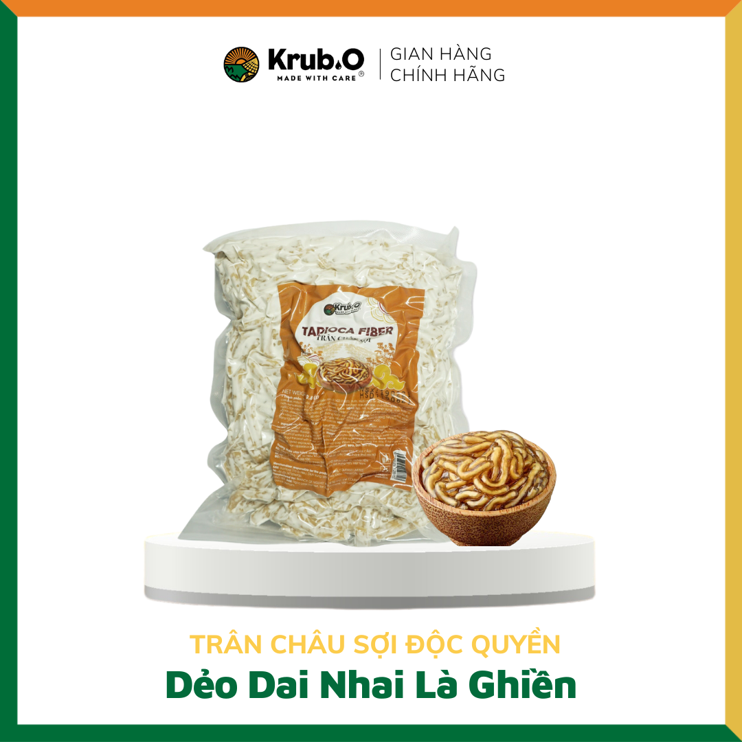 Trân Châu Sợi Krub.O (Tapioca Fiber) - Túi 800g - Topping trà sữa độc quyền - Nguồn nông sản thuần Việt