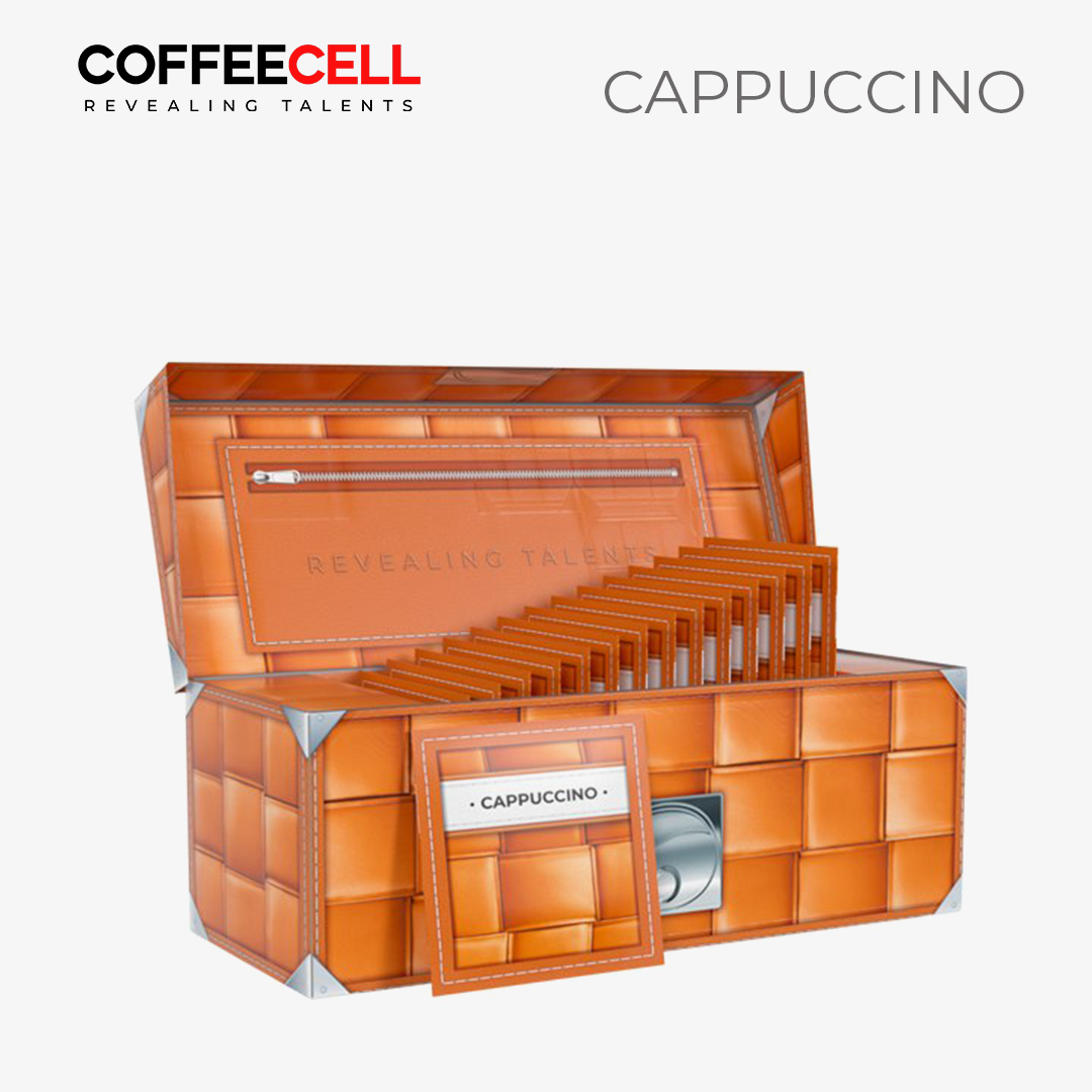 Cà Phê Cappuccino Vị Hạt Phỉ Với Nhân Sâm Trắng Thượng Hạng COFFEECELL (20 gói x 15g) - Mùi thơm nhẹ nhàng, Vị cà phê đậm đà, Bọt sữa bồng bềnh - Hàng Chính Hãng