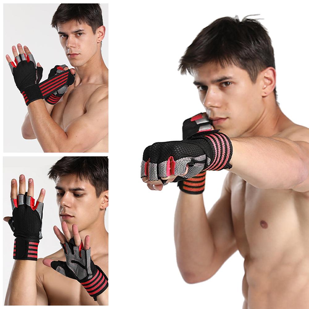 Găng Tay Thể Thao Thoáng Khí Chống Trượt Băng Nửa Ngón Tay Với Dây Đeo