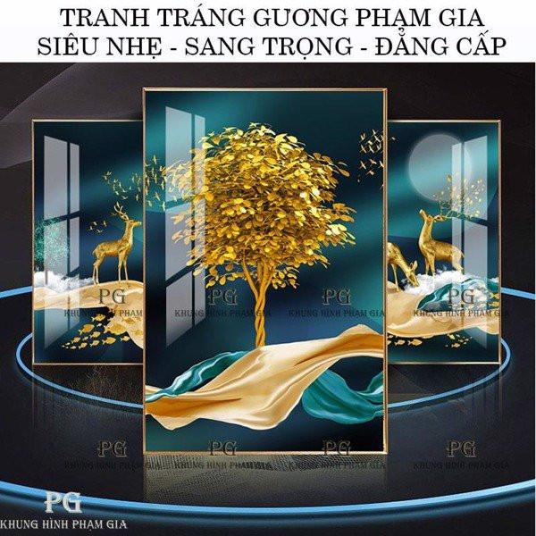 Set 3 Tranh Tráng Gương Pha Lê Decor Tranh Cá Trang Trí Phòng Khách Sang Trọng Đẳng Cấp PGPLTGN15