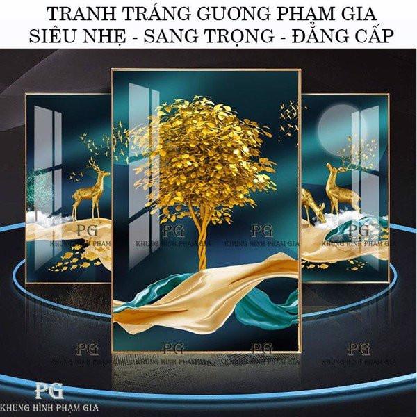 Set 3 Tranh Tráng Gương Pha Lê Decor Tranh Cá Phong Thủy Trang Trí Phòng Khách Sang Trọng Đẳng Cấp Trẻ Trung PGPLTGN48