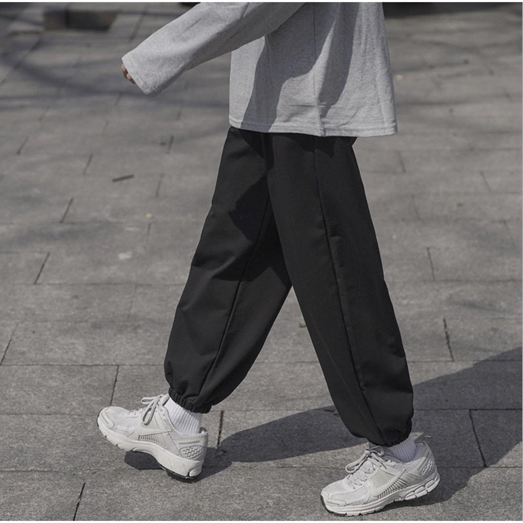 Quần Jogger Nỉ Trơn Unisex Quần Thun Nỉ Dáng Rộng Ống Bo 2 Màu Forkeshop