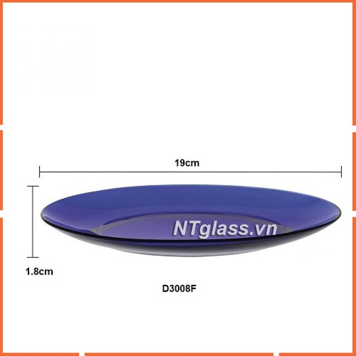 Dĩa thủy tinh cường lực xanh Saphir D3006F-D3008F