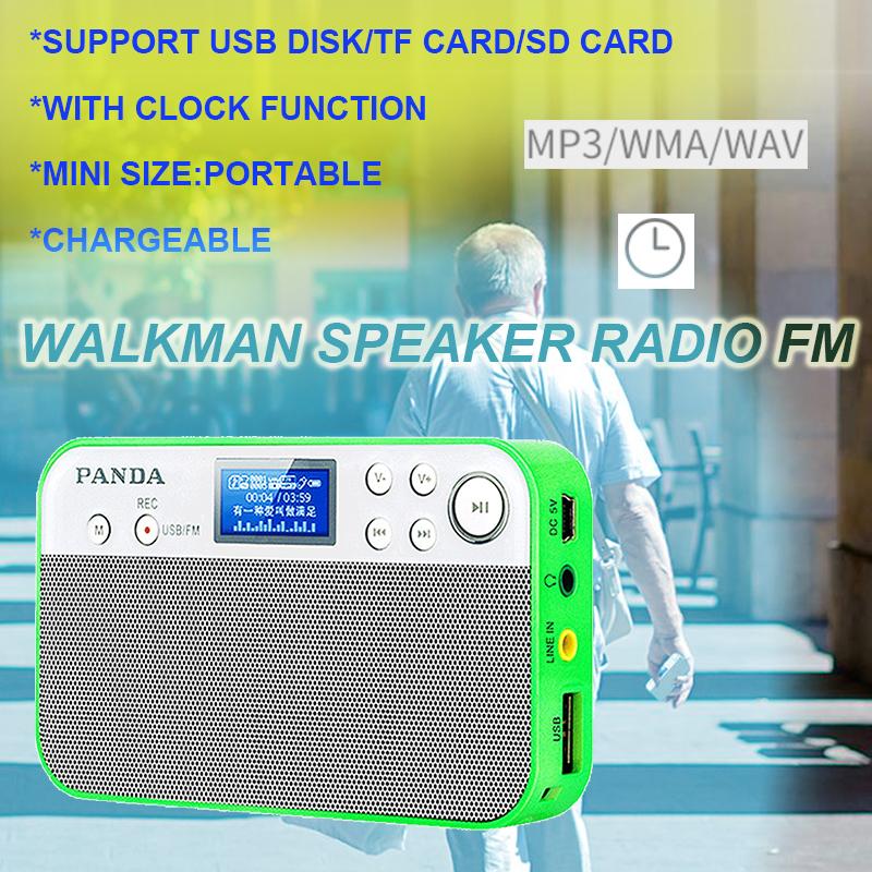 Diễn viên âm thanh âm thanh kỹ thuật số FM Digital WALKMAN VỚI CALLY SD Card MP3 Music Player-LCD HIỂN THỊ, HIFI SOUNCE Color: Grass Green Set Type: Speaker