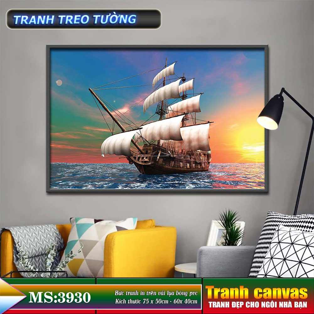 Tranh treo tường phòng khách, phòng ngủ - thuận buồm xuôi gió-3930L3