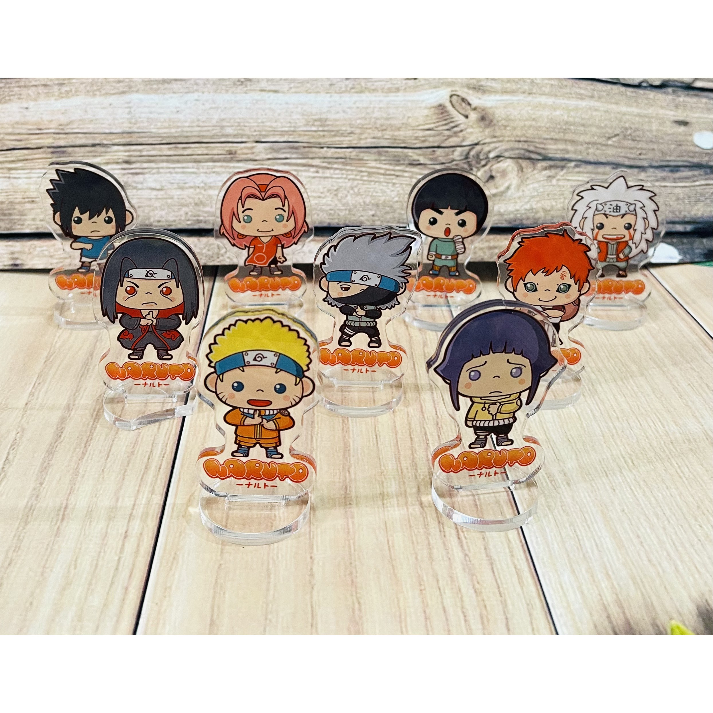 Bộ 9 mô hình Standee Naruto, tượng để bàn hình chibi