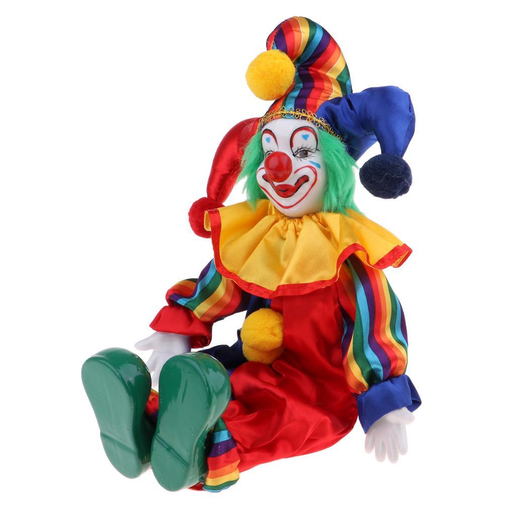 38cm Vintage Hand Painted Porcelain Clown Doll Ceramic Dolls Decoration #1