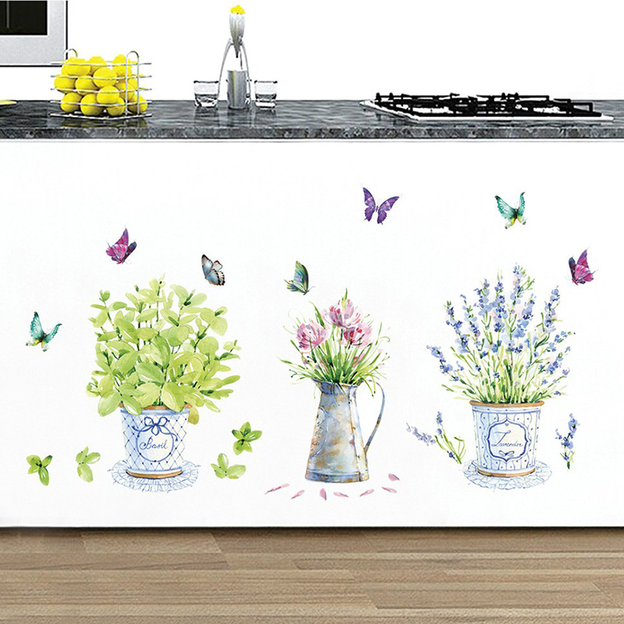 Decal Dán Tường Họa Tiết 3 Bình Hoa PK106 (80 x 110 cm)