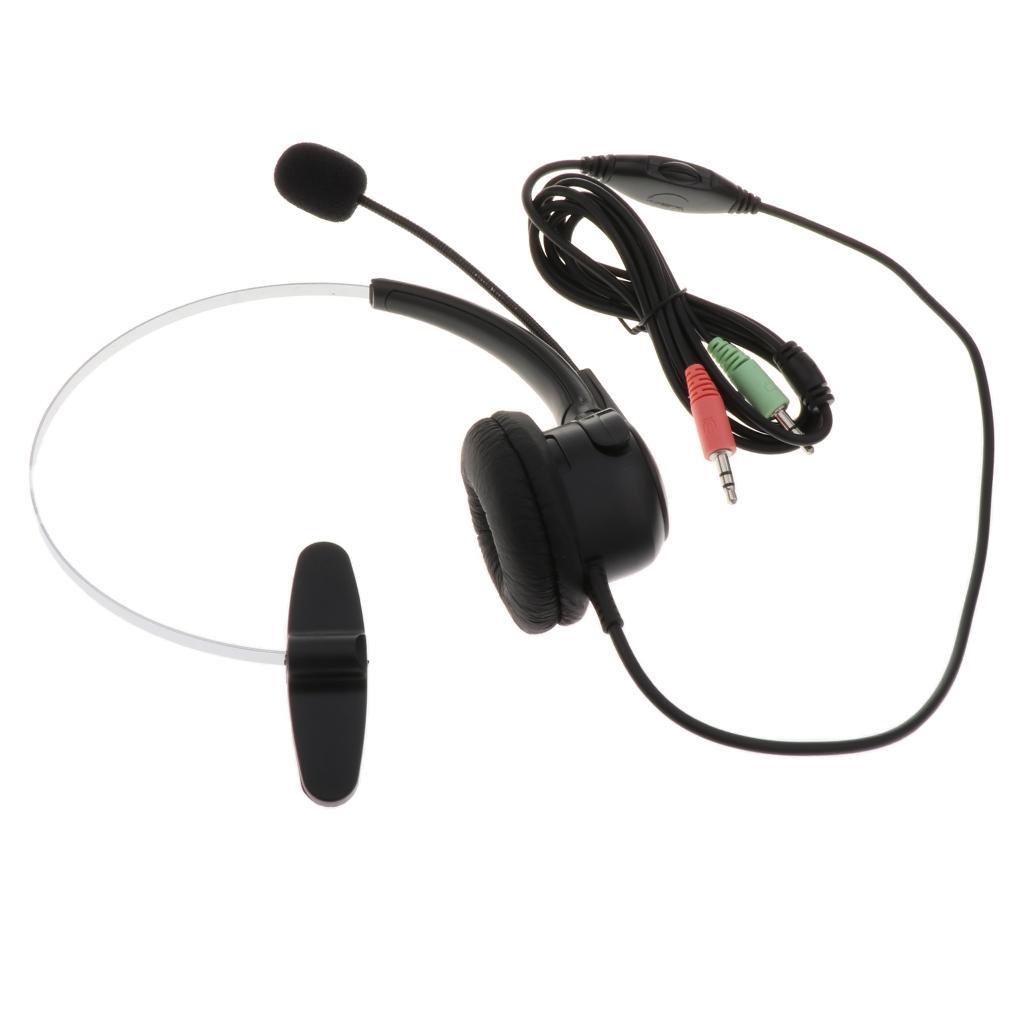 3.5mm Call Center Telephone Headphone w/ Noise Cancelling Monaural Headset