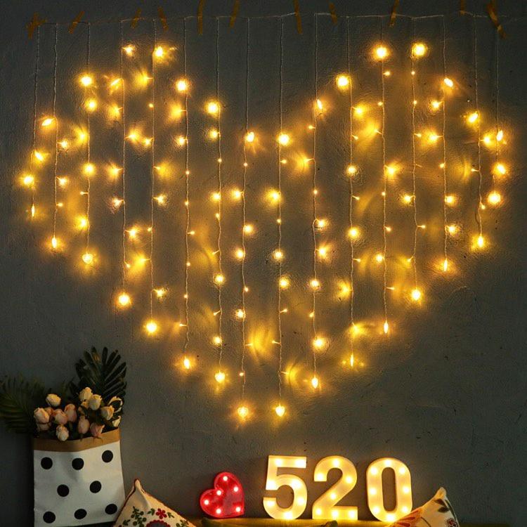 Đèn trang trí Đèn Rèm Lưới Mắt Cáo 1,5x1,5m và Led mành trái tim 2 x 1,5m