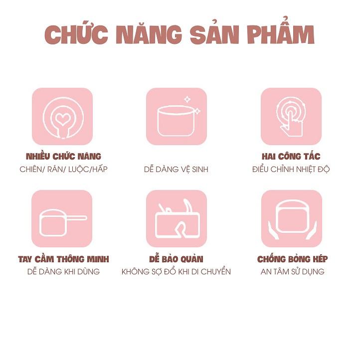 Nồi Lẩu Điện Mini Đa Năng JIASHI - Chảo Điện Đa Năng Hàng Nội Địa