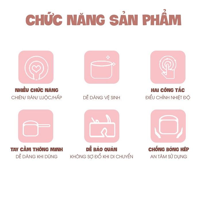 Nồi Lẩu Điện Mini Đa Năng JIASHI - Chảo Điện Đa Năng(Chiên, Rán, Hầm, Luộc...) Hàng Nội Địa ( Giao Màu Ngẫu Nhiên)