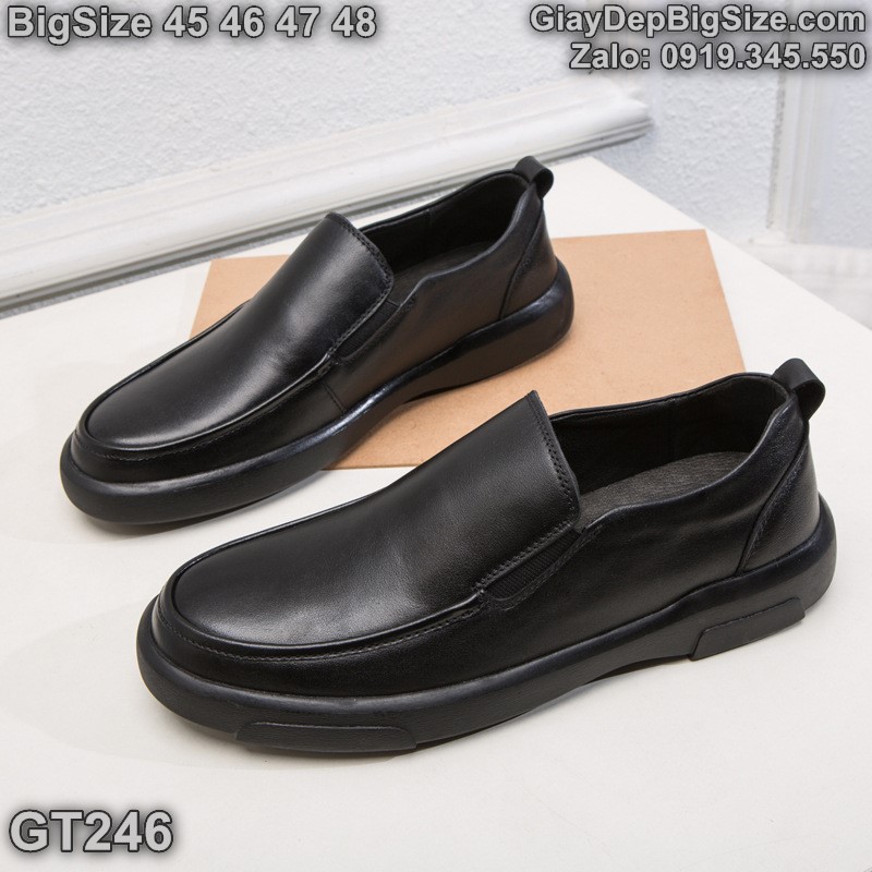 Giày da công sở, giày tây lười mũi tròn cỡ lớn 45 46 47 48 nam cao to chân ú bè. Big size leather shoes for wide feet