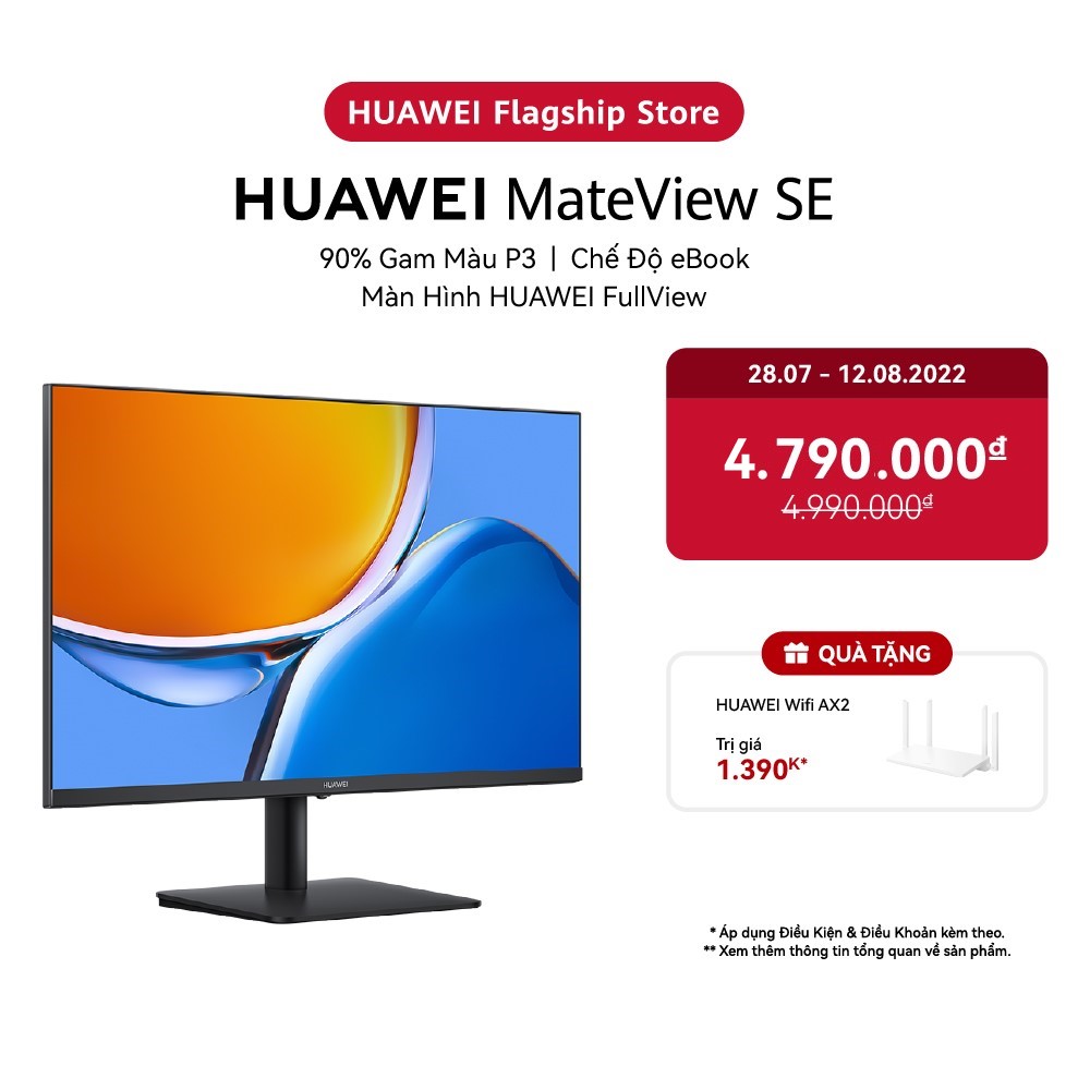 Màn Hình HUAWEI MateView SE | 23.8&quot; | 90% gam màu P3 | Màn hình HUAWEI FullView | Chế độ eBook | Hàng Chính Hãng