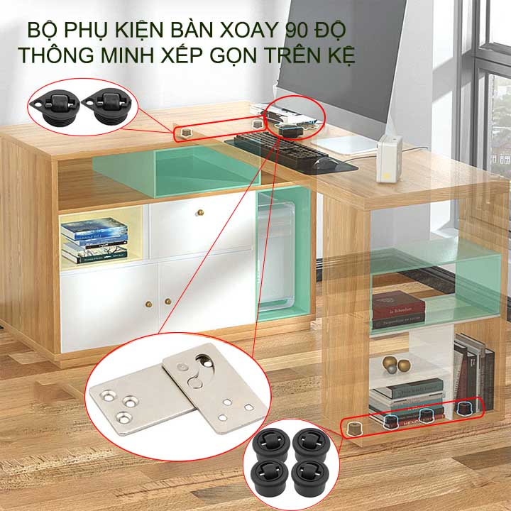 Bộ phụ kiện bàn xoay xếp gọn trên kệ thông minh, bằng thép mạ chống gỉ