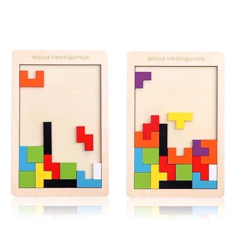 Đồ Chơi Xếp Hình Thông Minh Tetris Ghép Hình Trí Tuệ Xếp Gạch Bằng Gỗ Cho Bé
