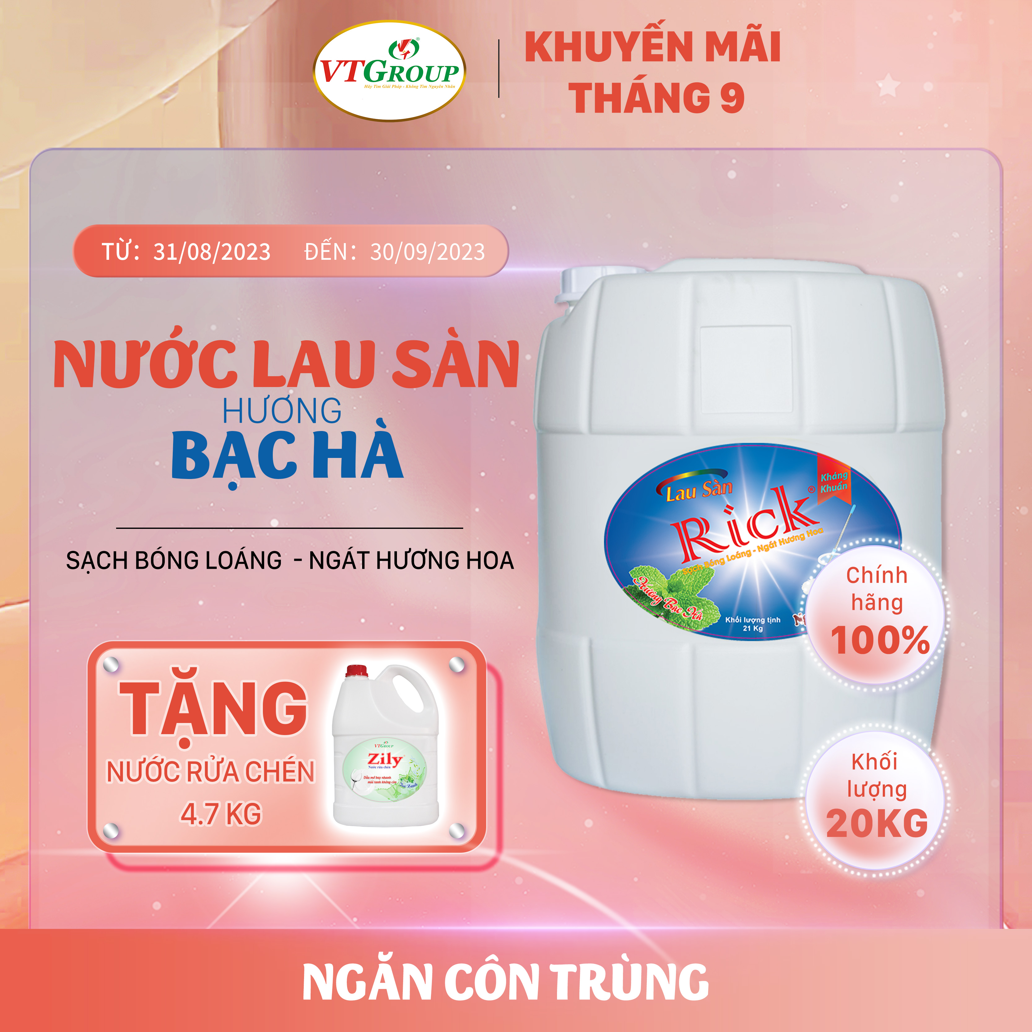 Nước lau sàn Rick 20kg (Can) - Tặng 1 NRC 4.7KG