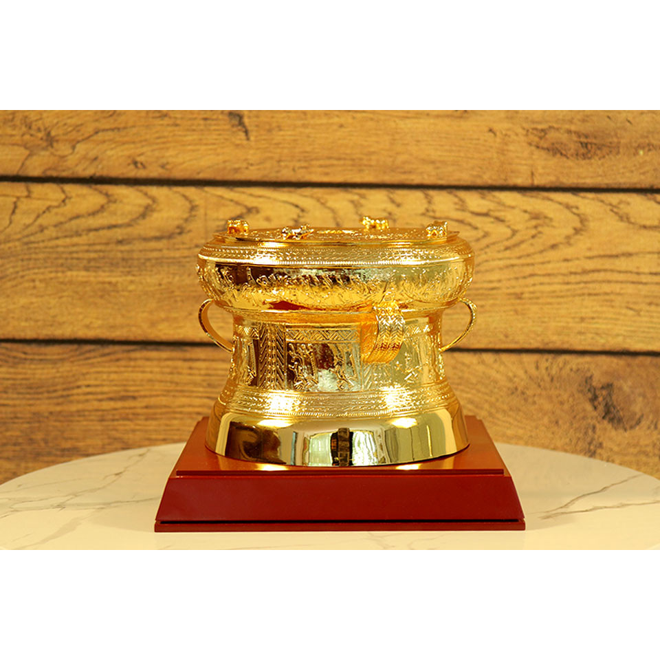Quà tặng Tân gia - Trống Đồng mạ vàng 24k đường kính 20cm