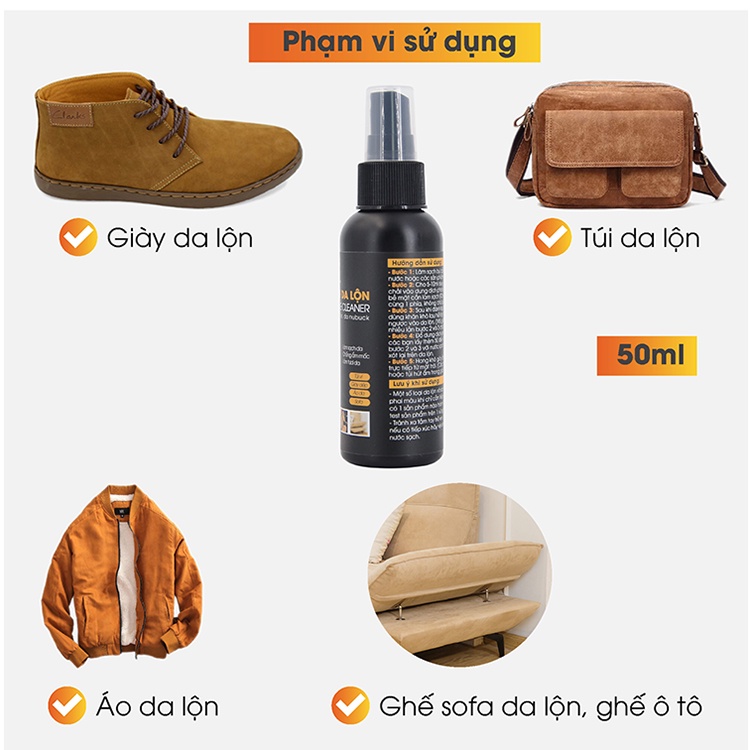 Chai Vệ Sinh Giày Da Lộn, Túi Ví, Áo, Ghế Da Lộn Giúp Làm Sạch, Chăm Sóc, Chống Mốc Suede Clean XIMO XI06