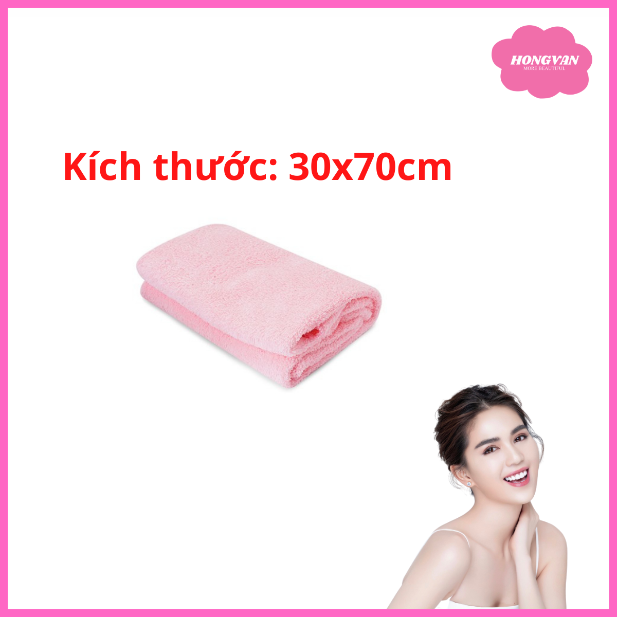 Khăn tắm mềm mịn cho nữ thấm hút tốt nhanh khô 30x70cm (màu hồng) tặng túi zip bảo quản