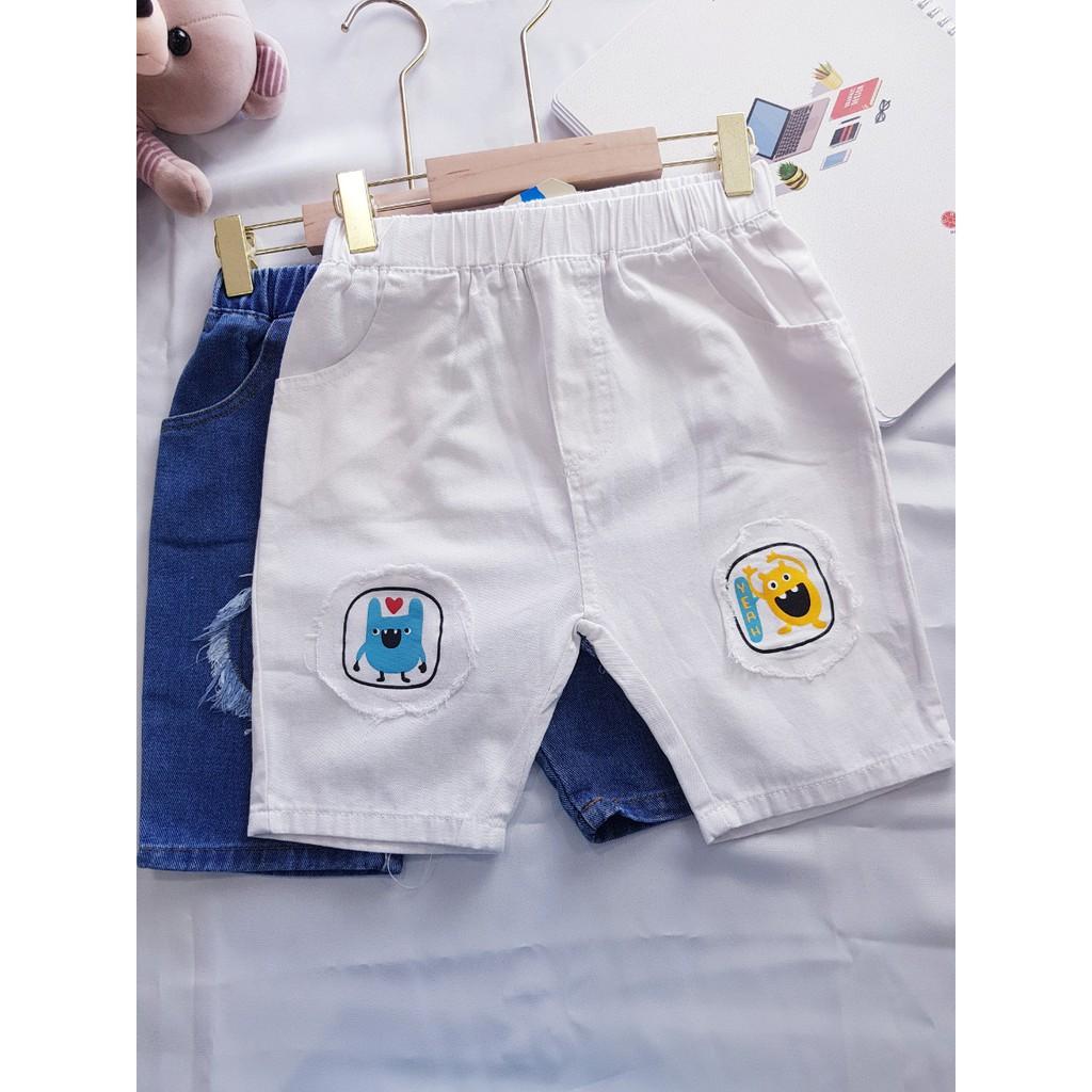 Quần Jeans Cho Bé WELLKIDS Quần Short Cho Bé Họa Tiết Monster Chất Bò Mềm 033