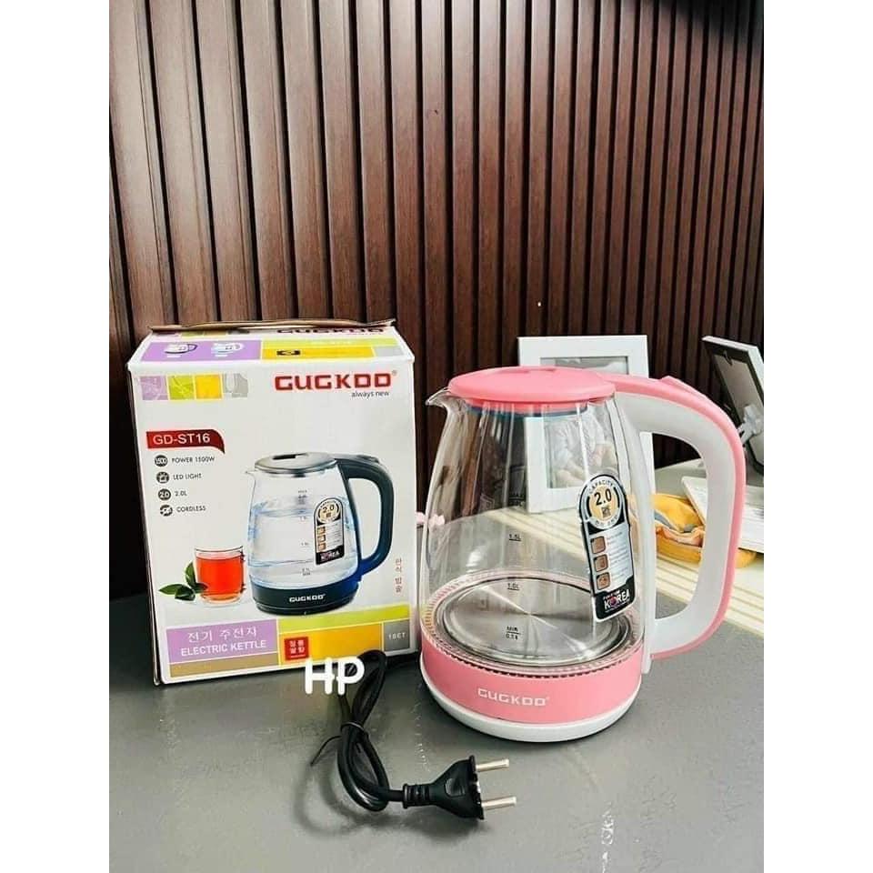Ấm thủy tinh cooku có đèn báo vạch chia nước công suất 1500W