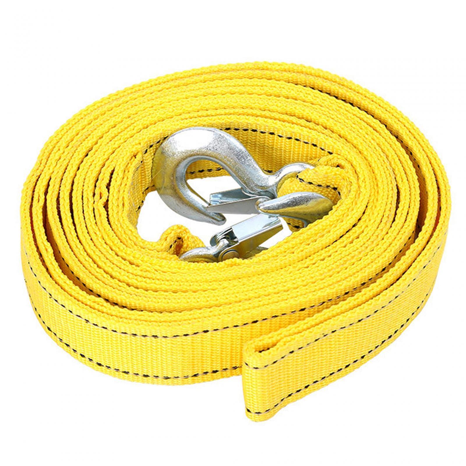 Heavy Duty Tow Strap with Hooks Tow Strap Rope ,5T Capacity ,High Strength Accessories ,Yellow Good Quality ATV Tow Strap Truck Recovery Strap