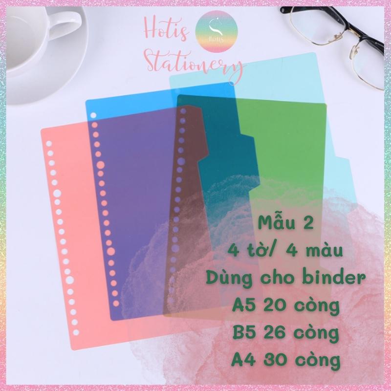 Bìa phân trang nhiều màu - Phụ kiện sổ còng binder A5/ B5/ A4