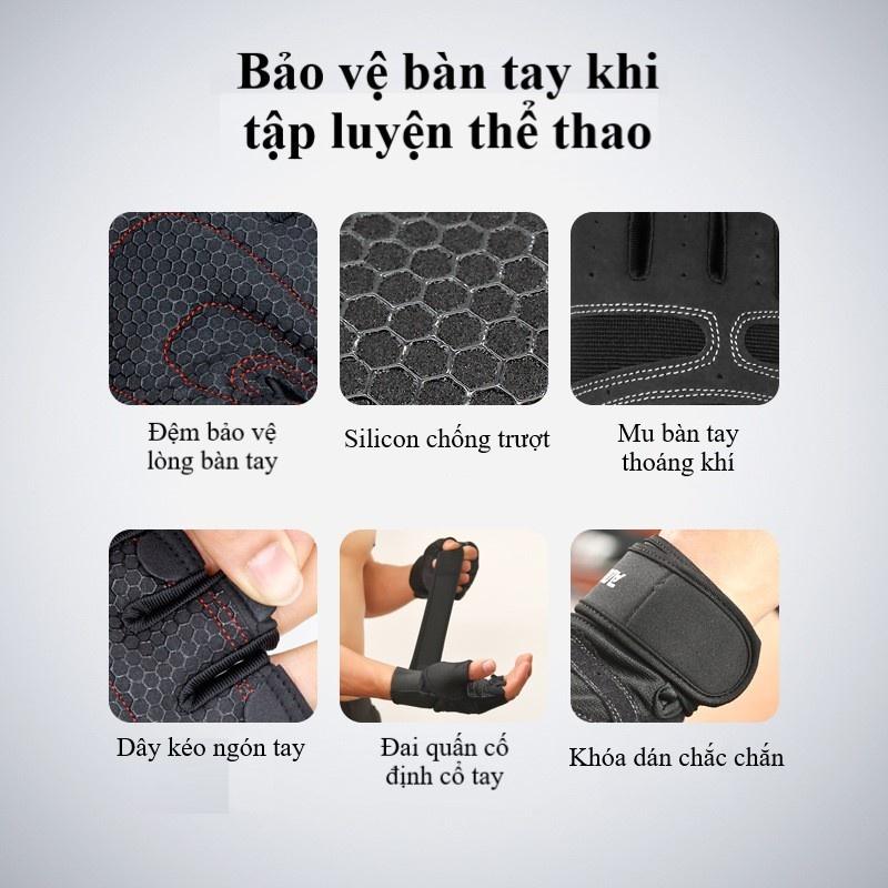 Găng tay tập gym chống trượt, bảo vệ cổ tay AOLIKES-109