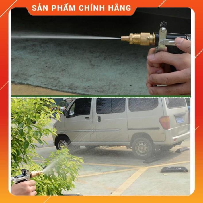 ️ Bộ dây vòi xịt nước rửa xe, tưới cây , tăng áp 3 lần, loại 3m, 5m 206318E đầu đồng, đai, nối, d.vàng