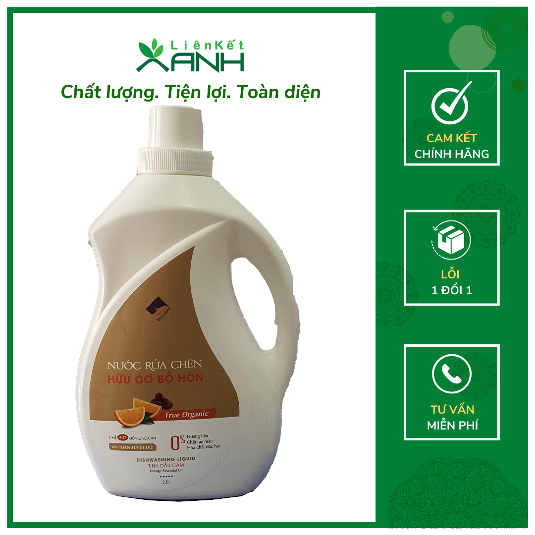 NƯỚC RỬA CHÉN HƯƠNG CAM ECOCARE 2 LÍT