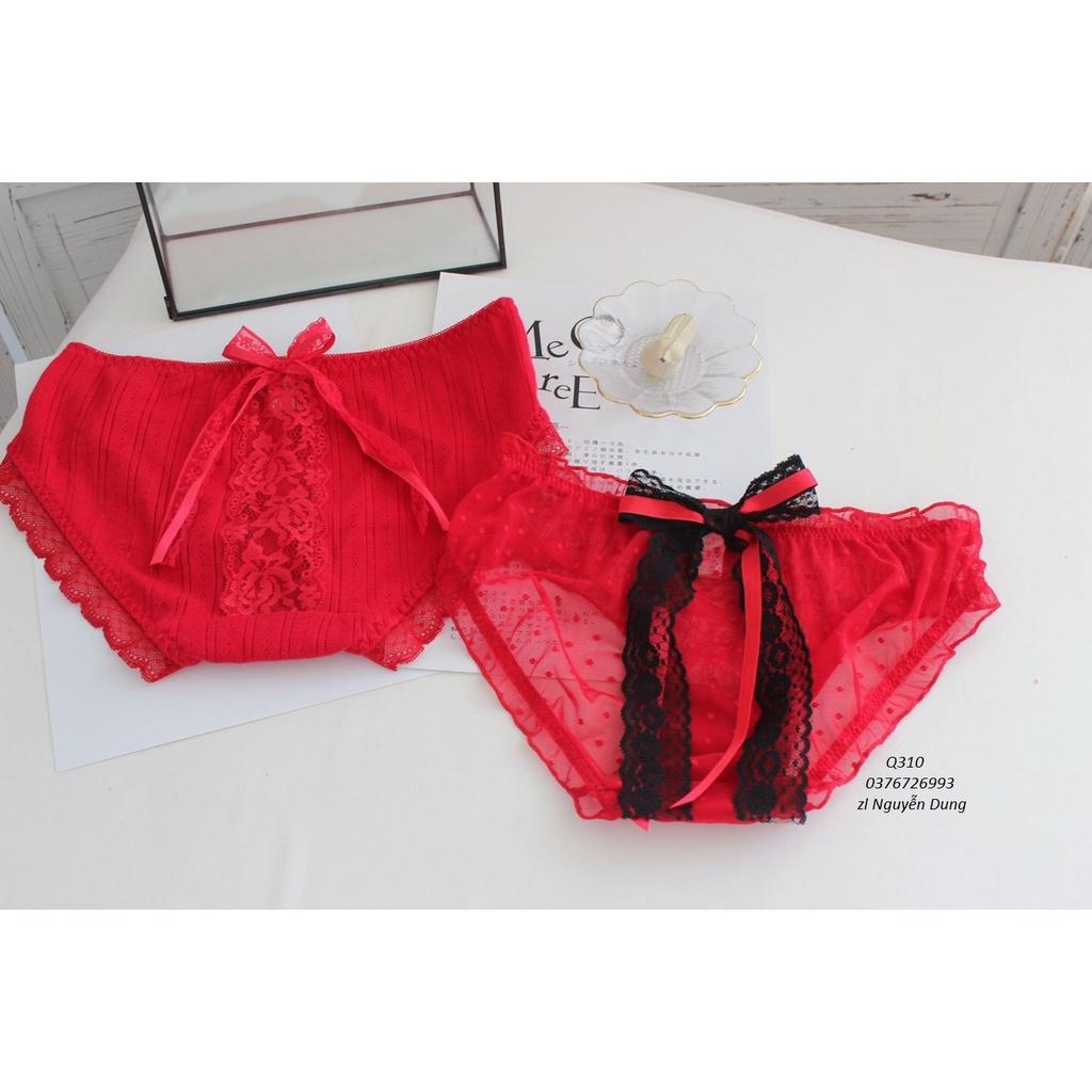 Quần Lót Nữ Cotton & Ren Màu Đỏ Xuất Đông Âu . Hàng Loại Đẹp.